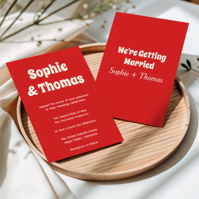 Invitación Boda Retro Moderna Minimalista Roja (Subido por el creador)