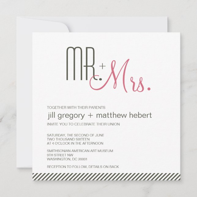 Invitación Boda retro moderno (Anverso)