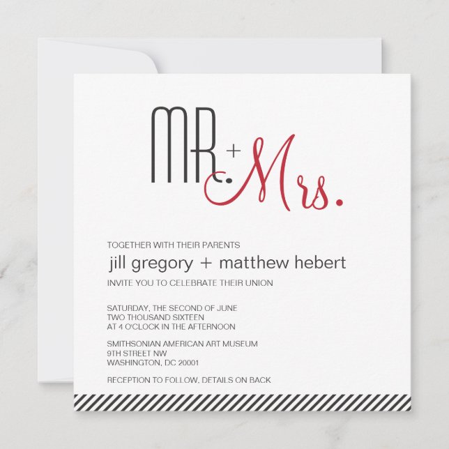 Invitación Boda retro moderno (Anverso)