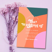 Boda retro moderno colorido Código QR de vuelta