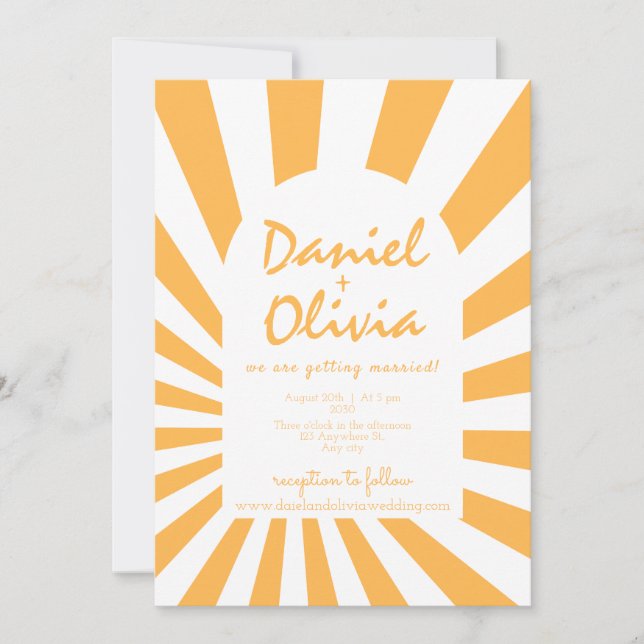 Invitación Boda retro naranja (Anverso)