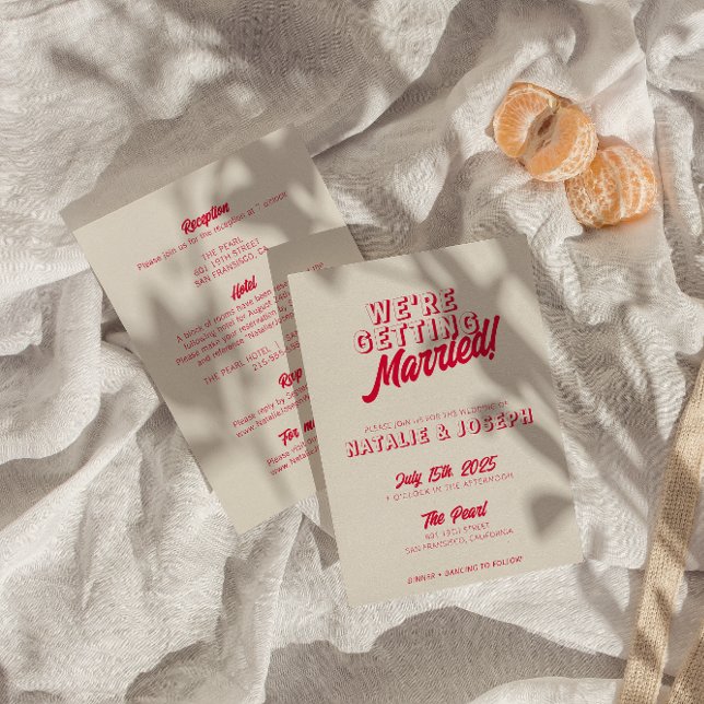 Invitación Boda retro negrita de color moderno de doble cara (Subido por el creador)