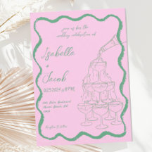 Boda retro ondulado de la torre de champán verde r