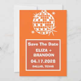 Invitación Boda Retro Photo Disco Ball 70's Save the Date
