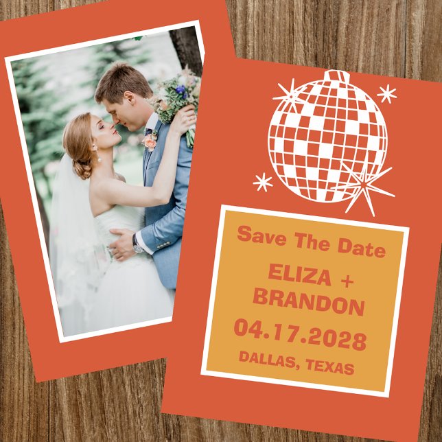 Invitación Boda Retro Photo Disco Ball 70's Save the Date (Subido por el creador)