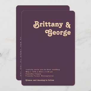Invitación Boda Retro Purple All In One Rounded Edges