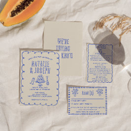 Invitación Boda Retro Quirky Con Escrúpulo De Mano Dibujado P