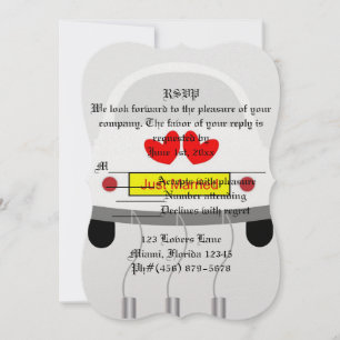 Invitación Boda Retro Romántica de Auto Ducha de Novia
