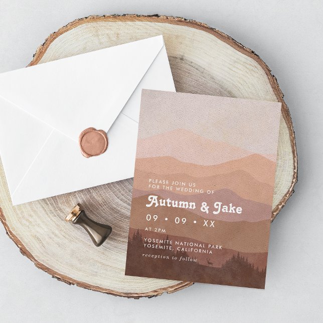 Invitación Boda Retro Rosa y Marrón de los Montes Bosques Boh (Subido por el creador)