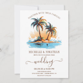 Invitación Boda Retro Tropical Beach Destination