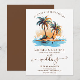 Invitación Boda Retro Tropical Beach Destination