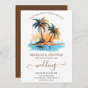 Invitación Boda Retro Tropical Beach Destination