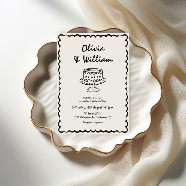 Invitación Boda Retro Único De Mano Moderna (Subido por el creador)