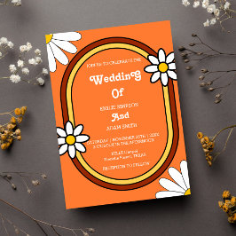 Invitación boda retro vintage colorido y juguetón de los años