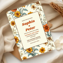 Boda retro vintage con flores de los años 70 intem