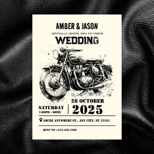 Invitación Boda retro vintage de motociclista personalizado