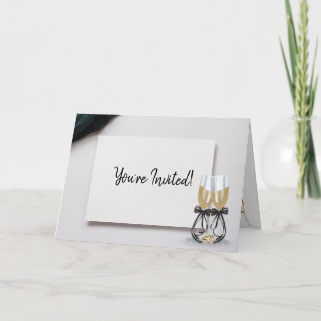 Invitación Boda Rings Champagne Fiesta invita (Anverso)