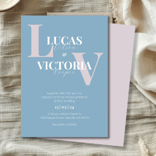 Invitación Boda roántico Tender Dusty Blue y Rubor