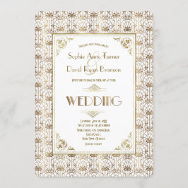 Invitación Boda | Roaring blanco dorado Art Deco de los años
