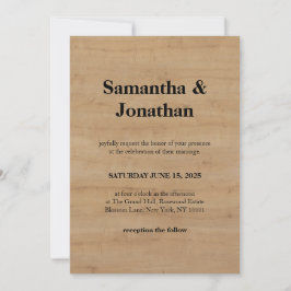 Invitación Boda Roble Clásico Grano de Madera Ligera