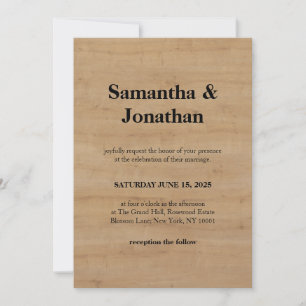 Invitación Boda Roble Clásico Grano de Madera Ligera