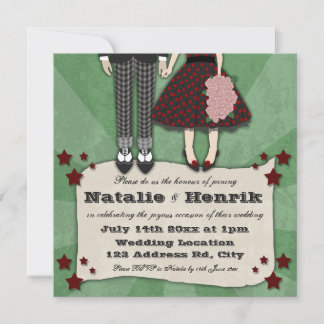 Invitación Boda Rockabilly, 5,25x5,25 boda