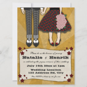 Invitación Boda Rockabilly, 6,5x8,75 boda