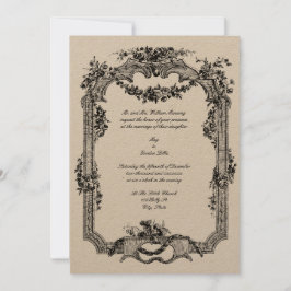 Invitación Boda rococo barroco vintage floral y frutal