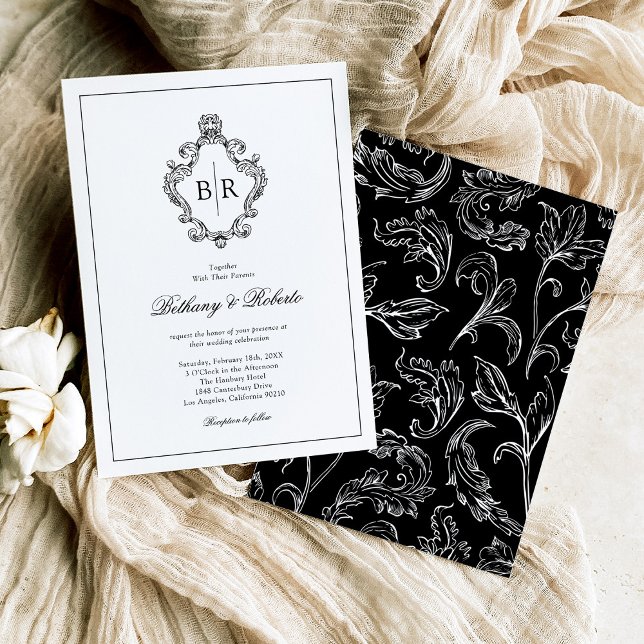 Invitación Boda Rococó Vintage Monograma (Subido por el creador)