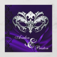 Boda rodado morado de máscaras plateadas