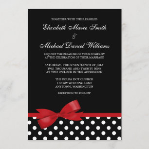 Invitación Boda roja del arco del lunar blanco negro falsa