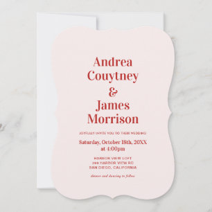 Invitación Boda Roja y Rosa Claro