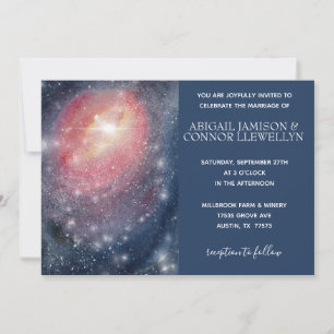 Invitación Boda Rojo Azul Púrpura Moderno Nocturno De Sky Gal