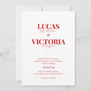 Invitación Boda rojo brillante moderno