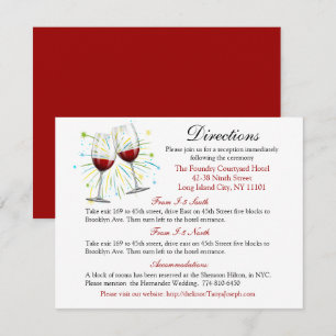 Invitación Boda rojo burgundy Direcciones Vinos Gafas