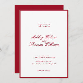 Invitación Boda rojo caligrafía moderna