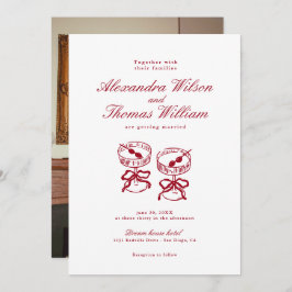 Invitación Boda rojo caligrafía moderna