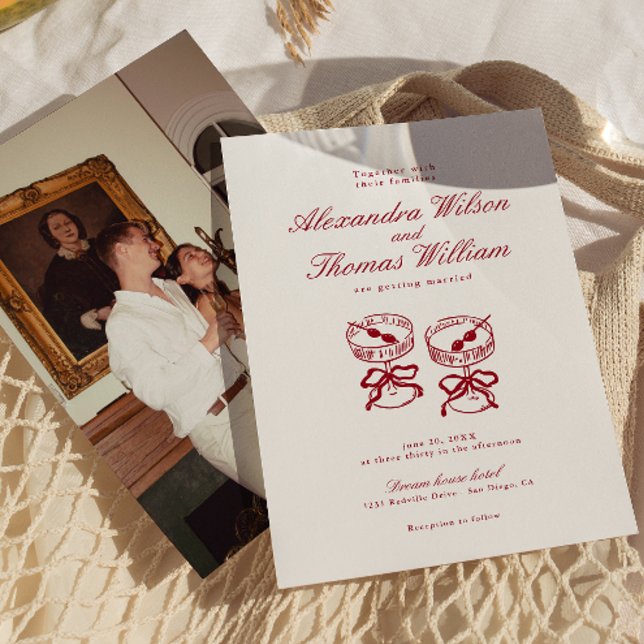 Invitación Boda rojo caligrafía moderna (Subido por el creador)