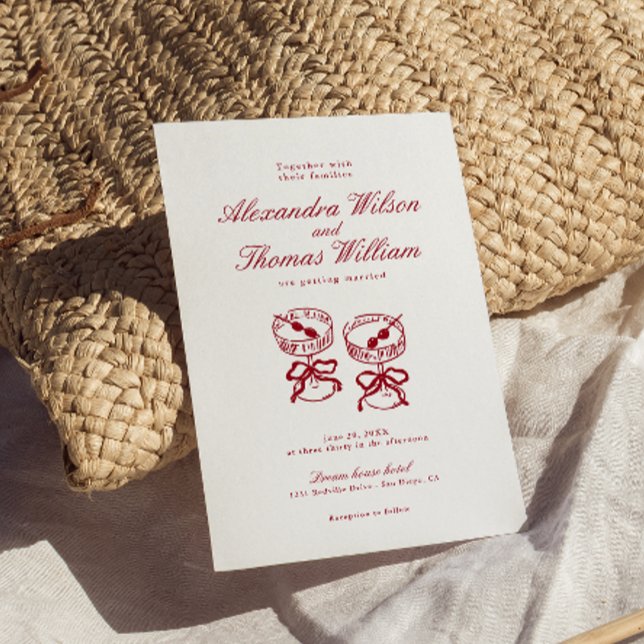 Invitación Boda rojo caligrafía moderna (Subido por el creador)