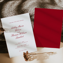 Invitación Boda rojo caligrafía moderna