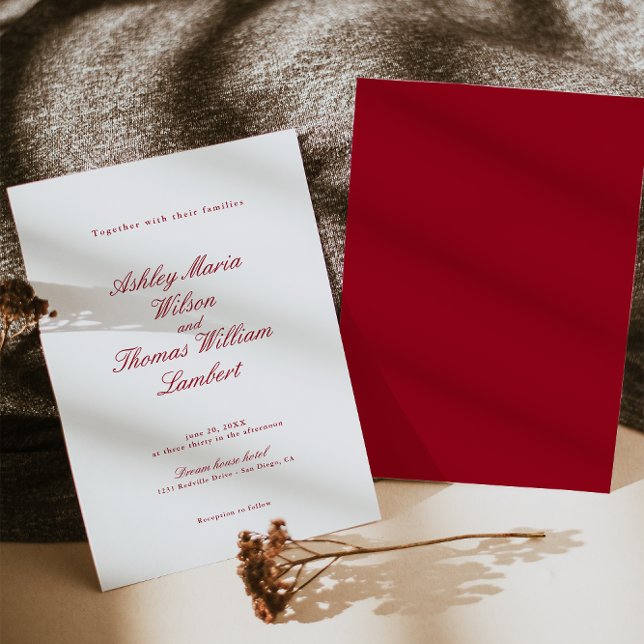 Invitación Boda rojo caligrafía moderna (Subido por el creador)