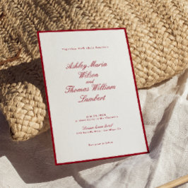 Invitación Boda rojo caligrafía moderna