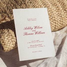 Invitación Boda rojo caligrafía moderna