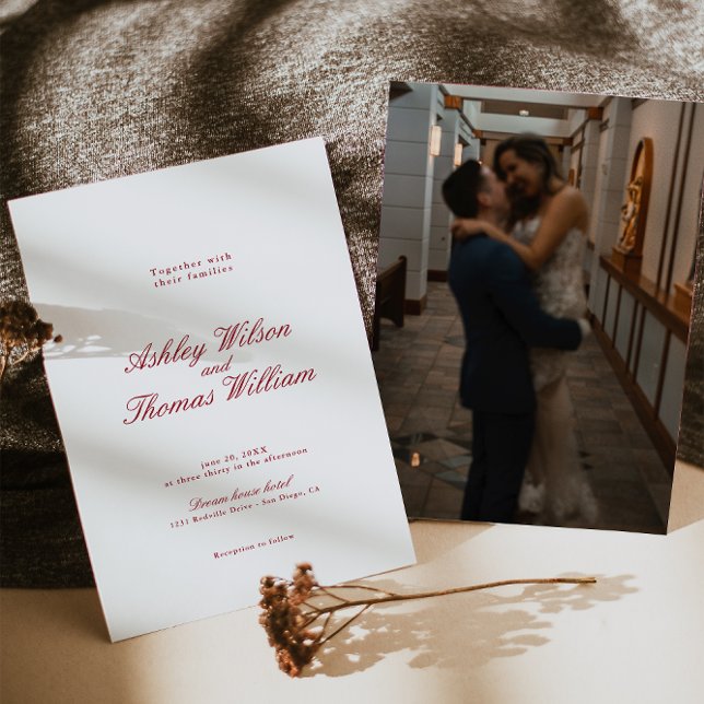 Invitación Boda rojo caligrafía moderna (Subido por el creador)