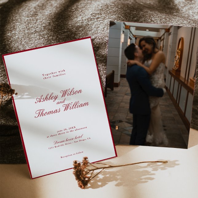 Invitación Boda rojo caligrafía moderna (Subido por el creador)