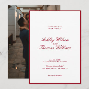 Invitación Boda rojo caligrafía moderna