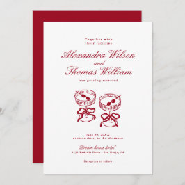 Invitación Boda rojo caligrafía moderna