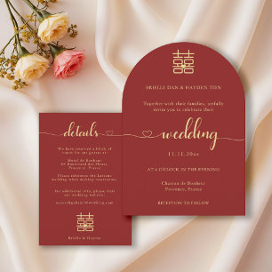 Invitación Boda rojo chino moderno