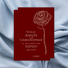 Invitación Boda Rojo de Crimson floral dibujado moderno