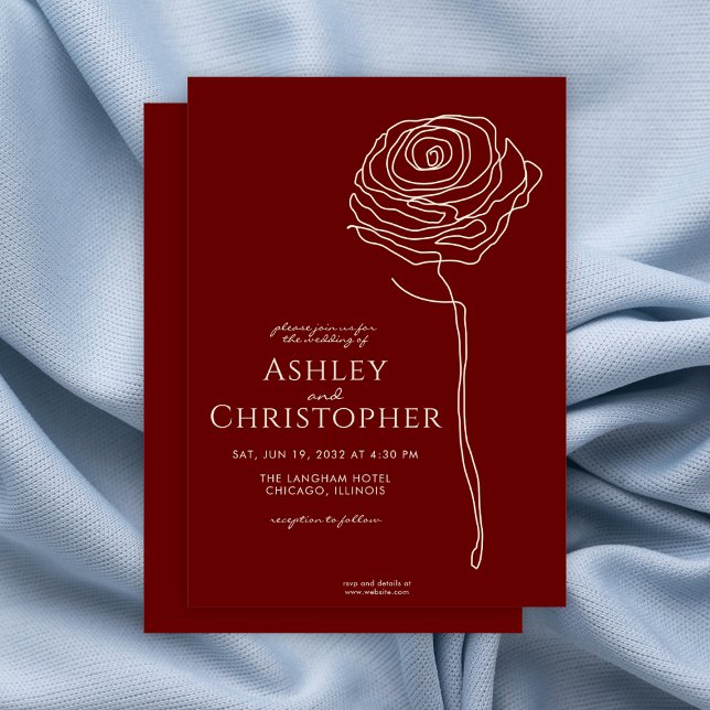 Invitación Boda Rojo de Crimson floral dibujado moderno (Subido por el creador)